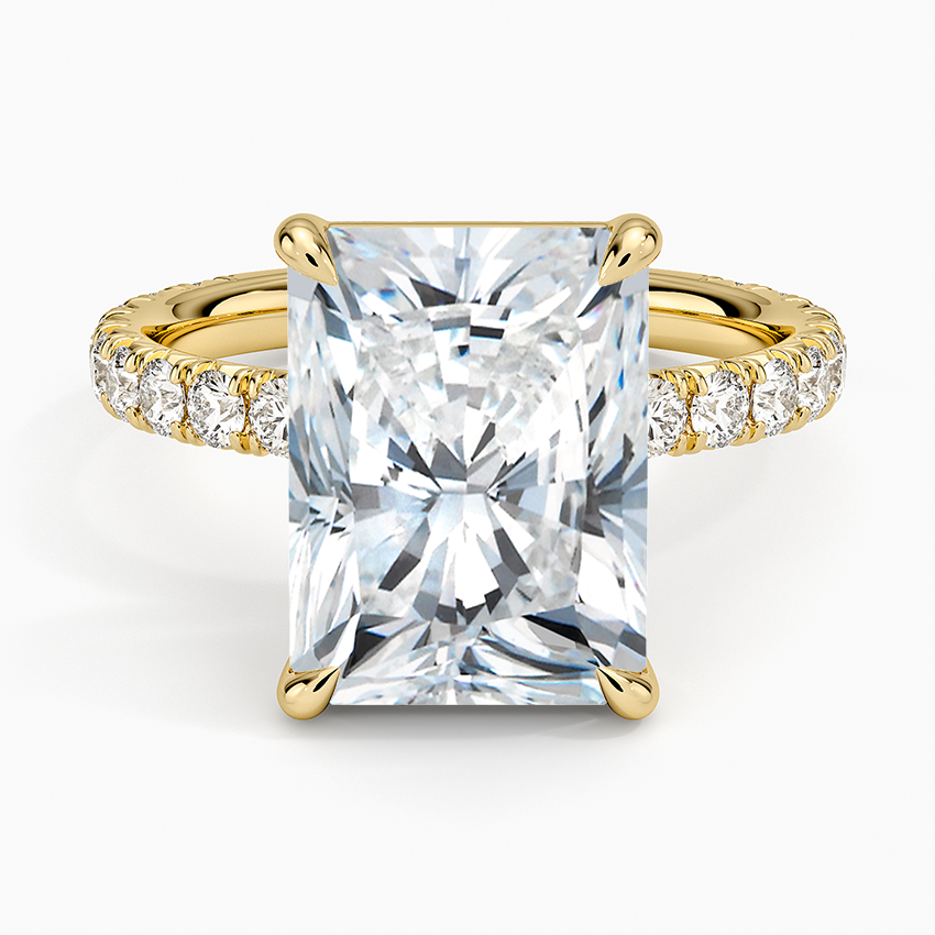 Luxe French Pavé Perfect Fit Diamond Ring (1/2 ct. tw.) Yellow Gold 18k Radiant Engagement Ring