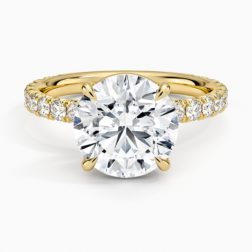 Luxe French Pavé Perfect Fit Diamond Ring (1/2 ct. tw.) Yellow Gold 18k Round Engagement Ring