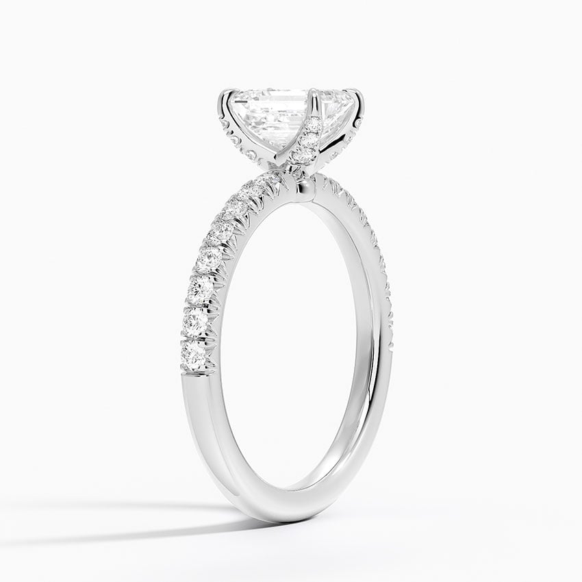 Adorned Amelie Diamond Ring Platinum Emerald Engagement Ring