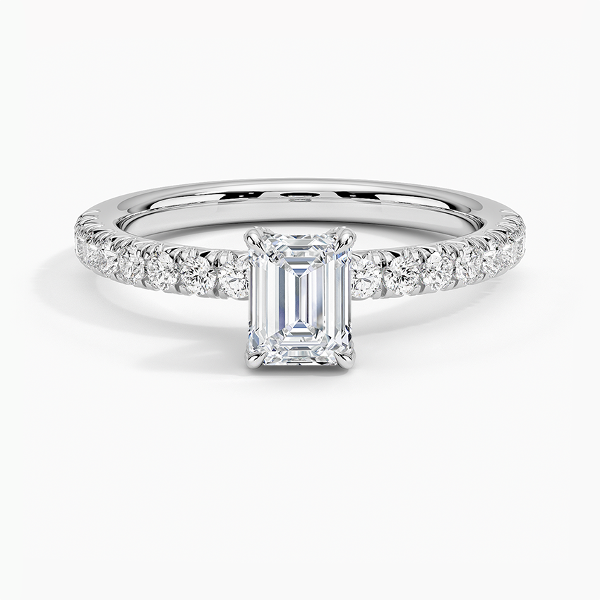Adorned Amelie Diamond Ring Platinum Emerald Engagement Ring