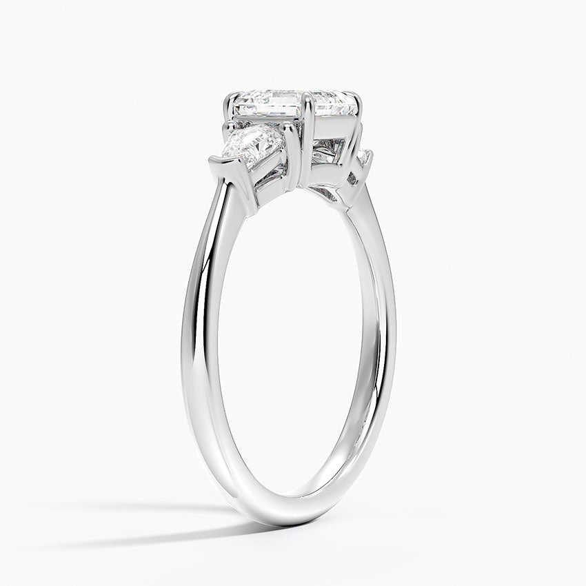 Shield Cut Three Stone Diamond Ring (1/4 ct. tw.) Platinum Asscher Engagement Ring