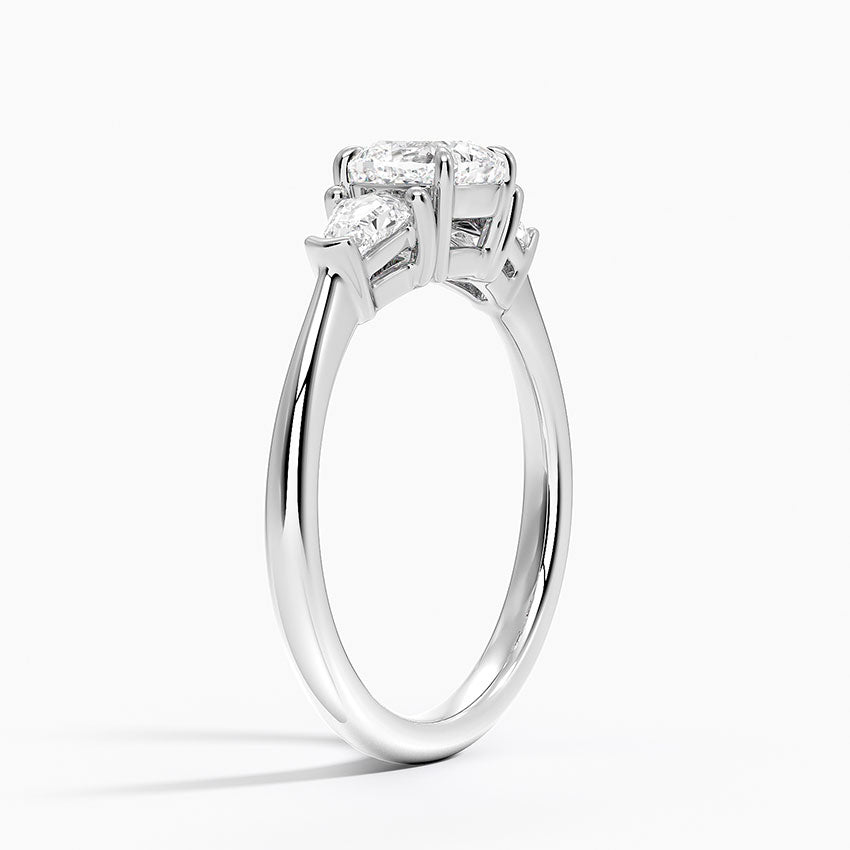 Shield Cut Three Stone Diamond Ring (1/4 ct. tw.) Platinum Cushion Engagement Ring