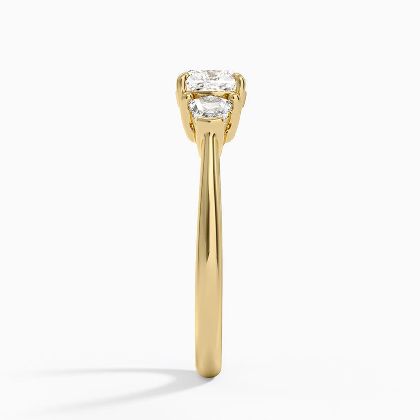 Shield Cut Three Stone Diamond Ring (1/4 ct. tw.) Yellow Gold 18k Cushion Engagement Ring