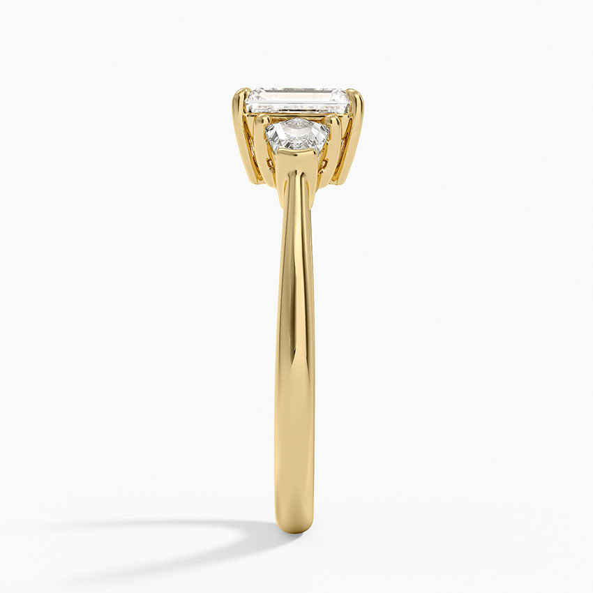 Shield Cut Three Stone Diamond Ring (1/4 ct. tw.) Yellow Gold 18k Emerald Engagement Ring