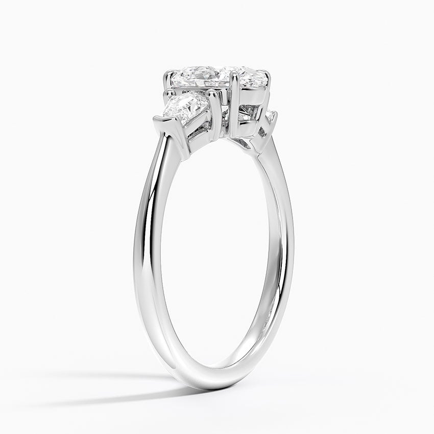 Shield Cut Three Stone Diamond Ring (1/4 ct. tw.) Platinum Oval Engagement Ring