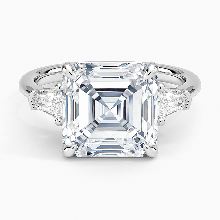 Shield Cut Three Stone Diamond Ring (1/4 ct. tw.) Platinum Asscher Engagement Ring