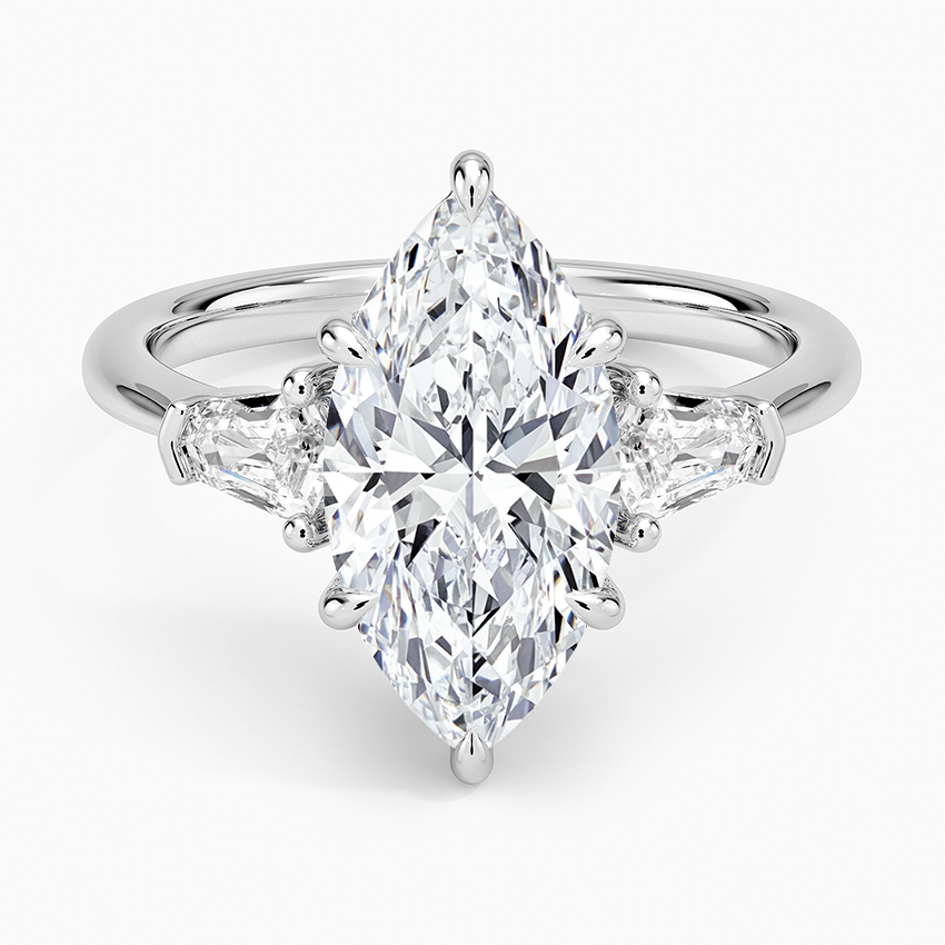 Shield Cut Three Stone Diamond Ring (1/4 ct. tw.) Platinum Marquise Engagement Ring
