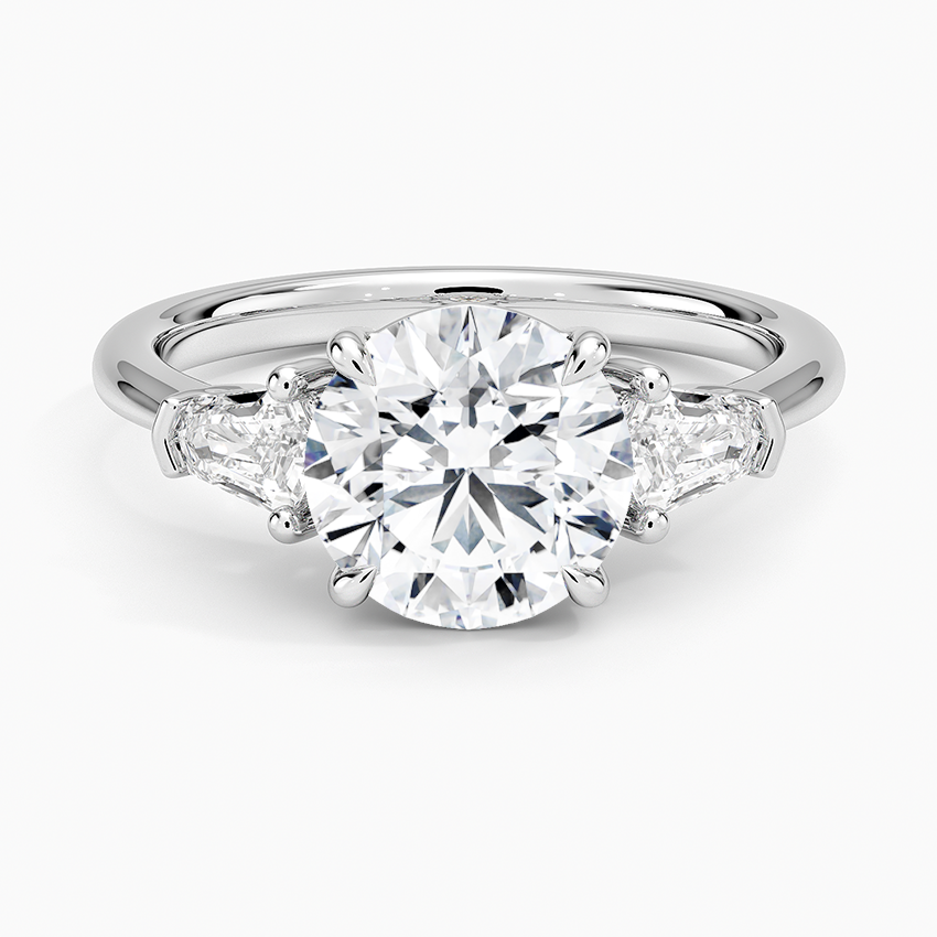 Shield Cut Three Stone Diamond Ring (1/4 ct. tw.) Platinum Round Engagement Ring