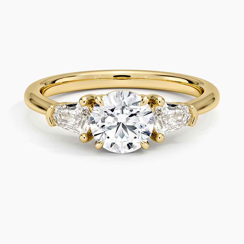 Shield Cut Three Stone Diamond Ring (1/4 ct. tw.) Yellow Gold 18k Round Engagement Ring
