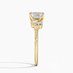 Luxe Camellia Milgrain Diamond Ring Yellow Gold 18k Emerald Engagement Ring