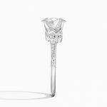 Luxe Camellia Milgrain Diamond Ring Platinum Oval Engagement Ring