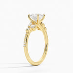 Luxe Camellia Milgrain Diamond Ring Yellow Gold 18k Princess Engagement Ring
