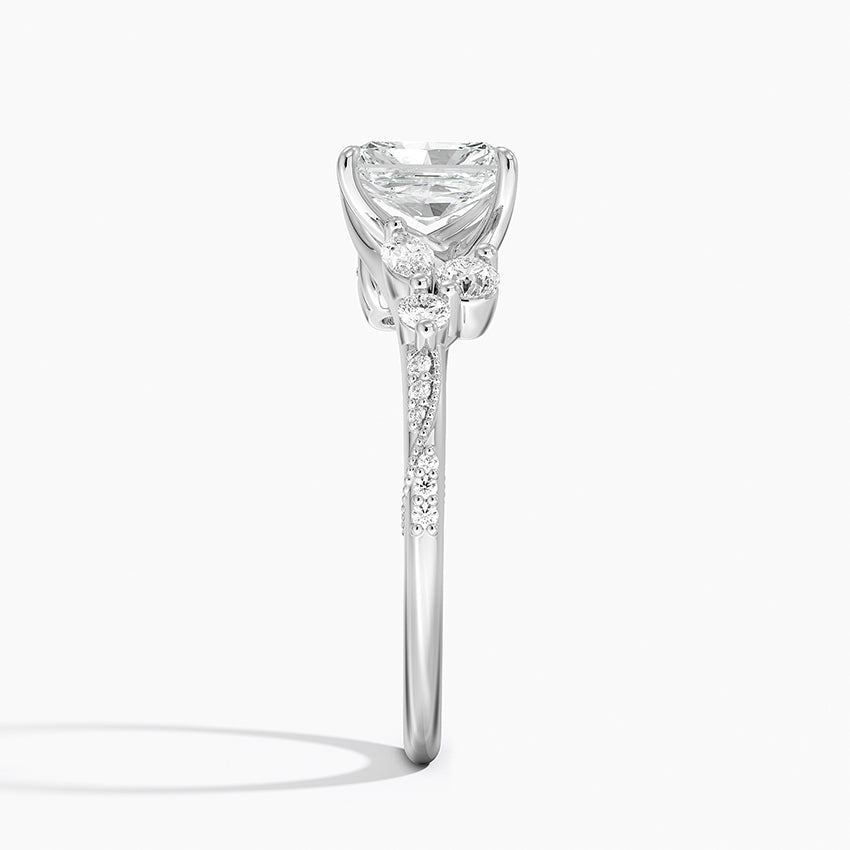 Luxe Camellia Milgrain Diamond Ring Platinum Radiant Engagement Ring