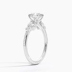Luxe Camellia Milgrain Diamond Ring Platinum Round Engagement Ring