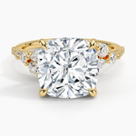 Luxe Camellia Milgrain Diamond Ring Yellow Gold 18k Cushion Engagement Ring