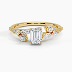 Luxe Camellia Milgrain Diamond Ring Yellow Gold 18k Emerald Engagement Ring