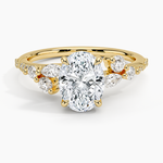 Luxe Camellia Milgrain Diamond Ring Yellow Gold 18k Oval Engagement Ring