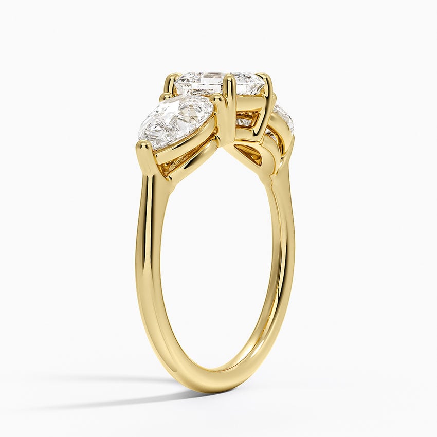 Luxe Opera Three Stone Diamond Ring (1 1/3 ct. tw.) Yellow Gold 18k Asscher Engagement Ring
