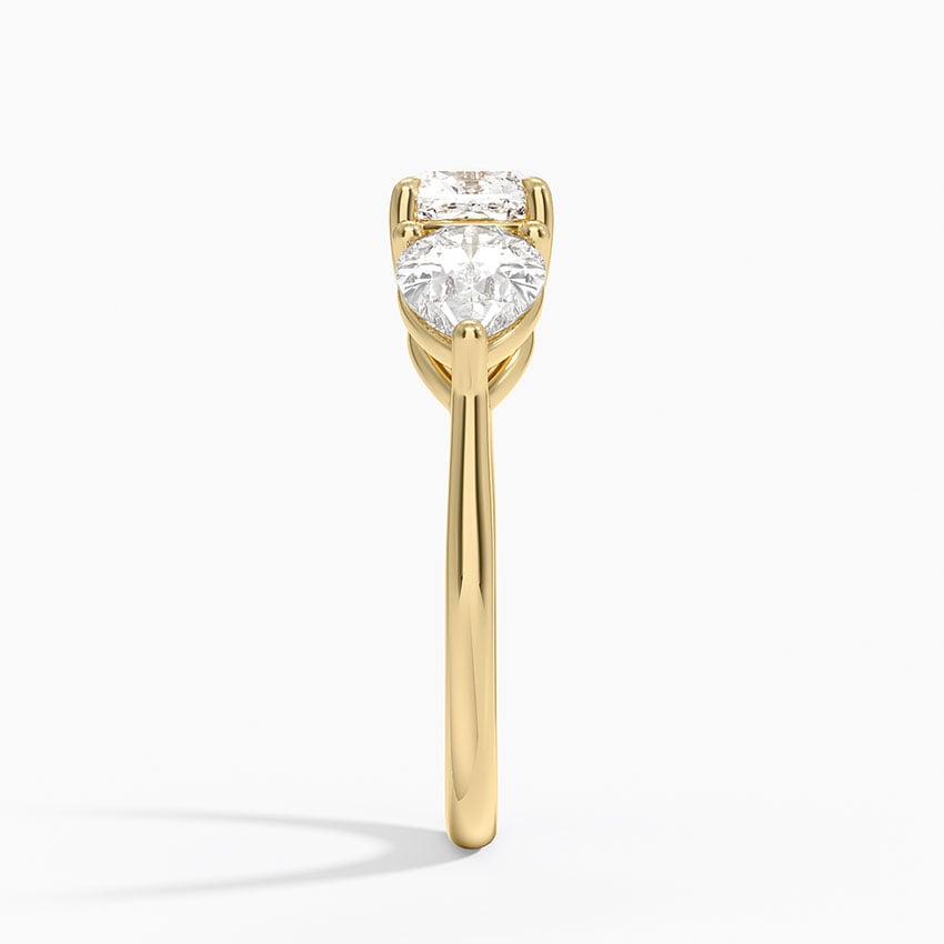 Luxe Opera Three Stone Diamond Ring (1 1/3 ct. tw.) Yellow Gold 18k Cushion Engagement Ring