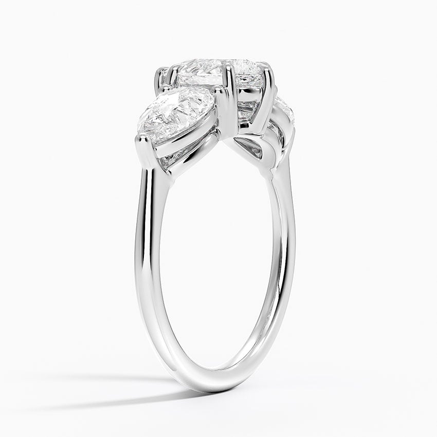 Luxe Opera Three Stone Diamond Ring (1 1/3 ct. tw.) Platinum Pear Engagement Ring