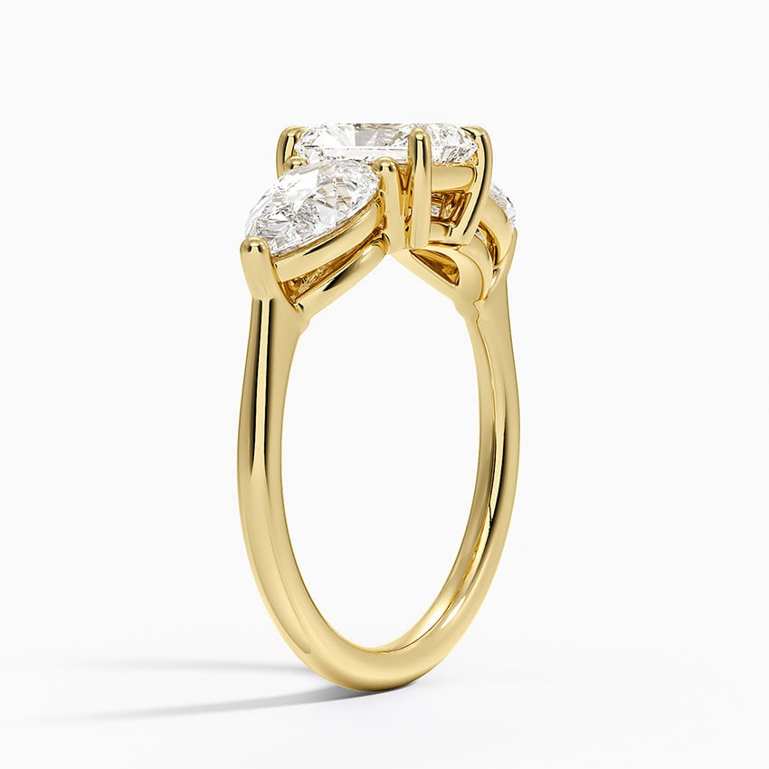 Luxe Opera Three Stone Diamond Ring (1 1/3 ct. tw.) Yellow Gold 18k Radiant Engagement Ring