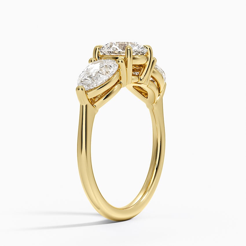 Luxe Opera Three Stone Diamond Ring (1 1/3 ct. tw.) Yellow Gold 18k Round Engagement Ring