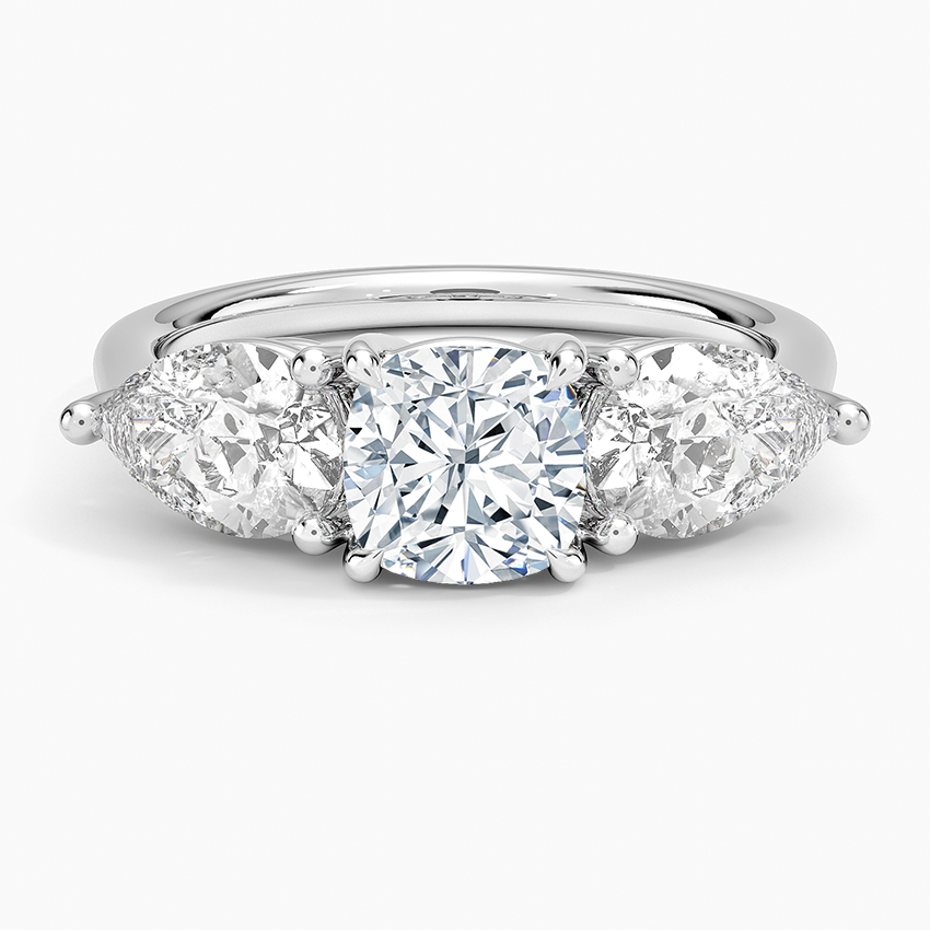 Aria Three Stone Diamond Ring (1/10 ct. tw.) Platinum Cushion Engagement Ring