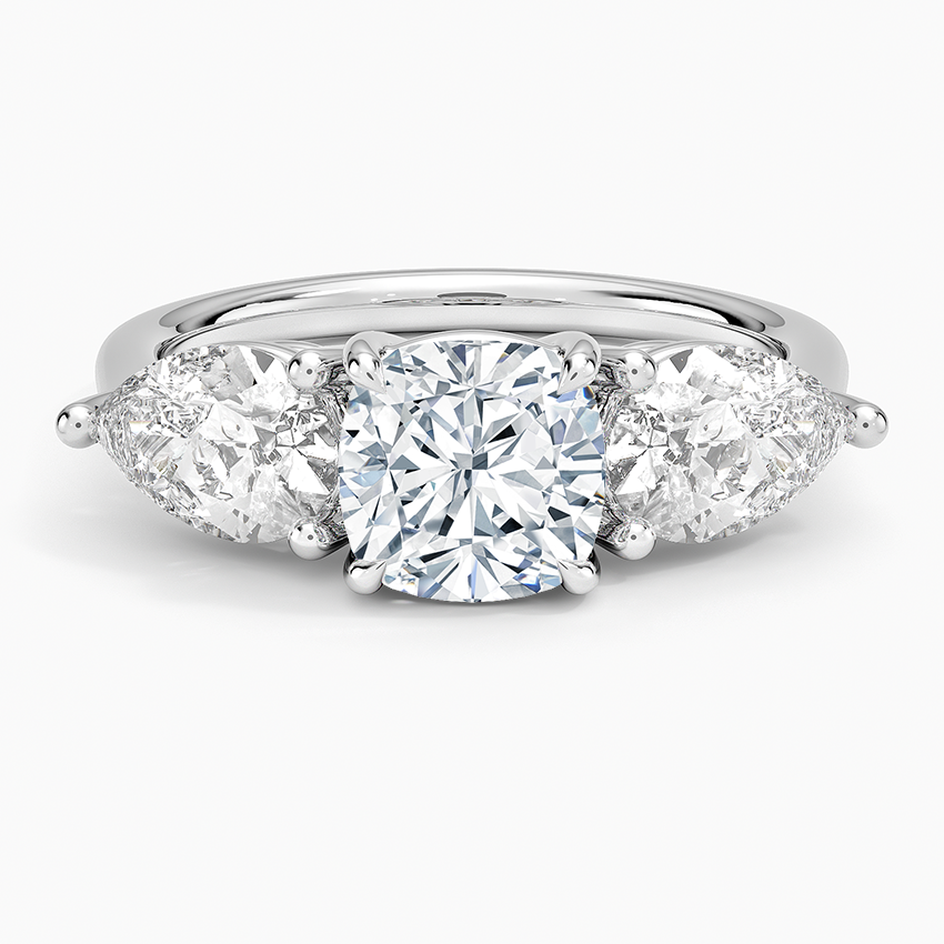 Luxe Opera Three Stone Diamond Ring (1 1/3 ct. tw.) Platinum Cushion Engagement Ring