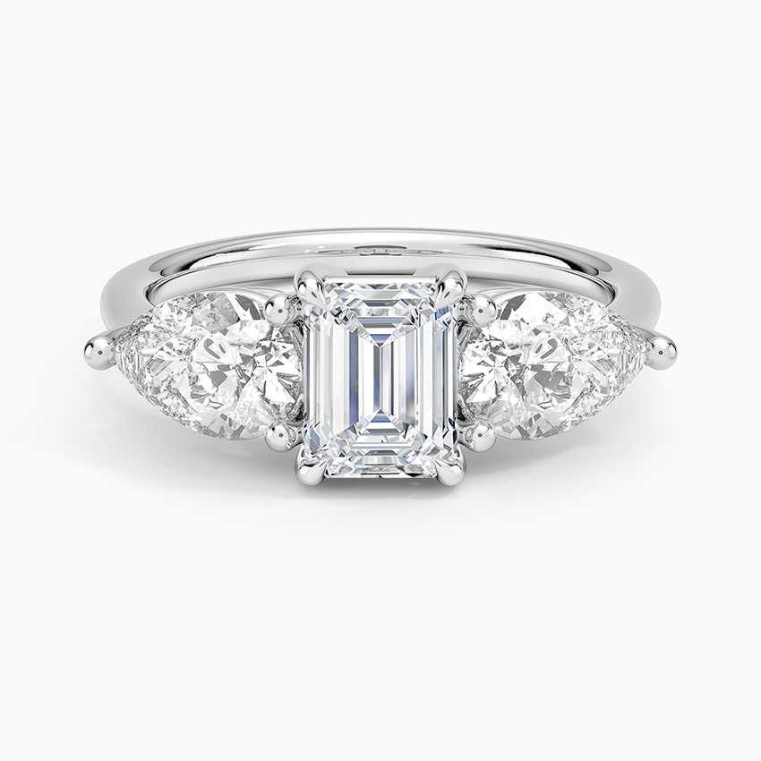 Luxe Opera Three Stone Diamond Ring (1 1/3 ct. tw.) Platinum Emerald Engagement Ring