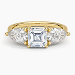 Luxe Opera Three Stone Diamond Ring (1 1/3 ct. tw.) Yellow Gold 18k Asscher Engagement Ring