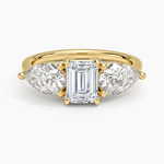 Luxe Opera Three Stone Diamond Ring (1 1/3 ct. tw.) Yellow Gold 18k Emerald Engagement Ring