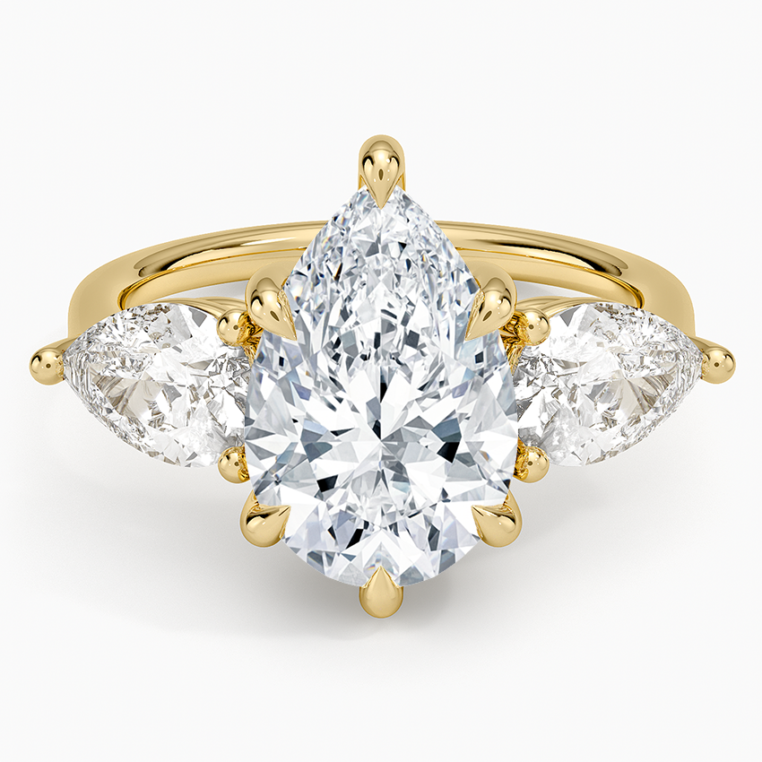 Luxe Opera Three Stone Diamond Ring (1 1/3 ct. tw.) Yellow Gold 18k Pear Engagement Ring