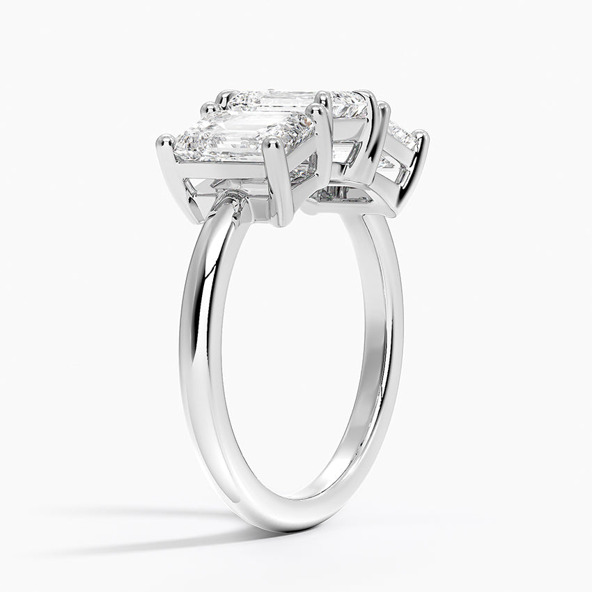 Luxe Rhiannon Three Stone Diamond Ring (1 1/10 ct. tw.) Platinum Emerald Engagement Ring