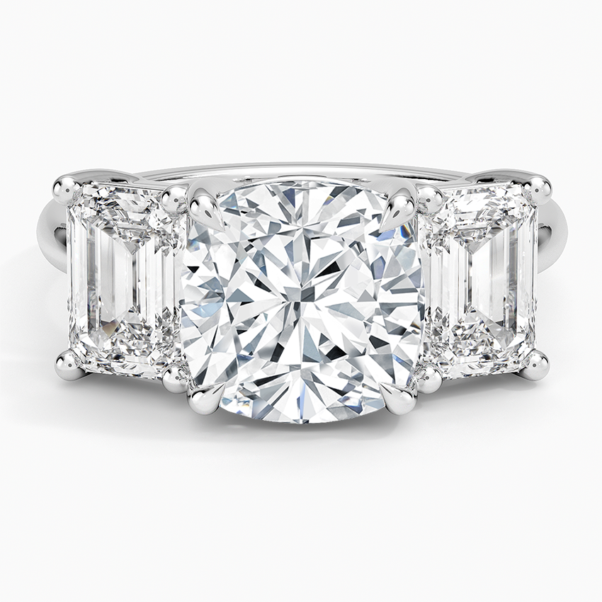 Luxe Rhiannon Three Stone Diamond Ring (1 1/10 ct. tw.) Platinum Cushion Engagement Ring
