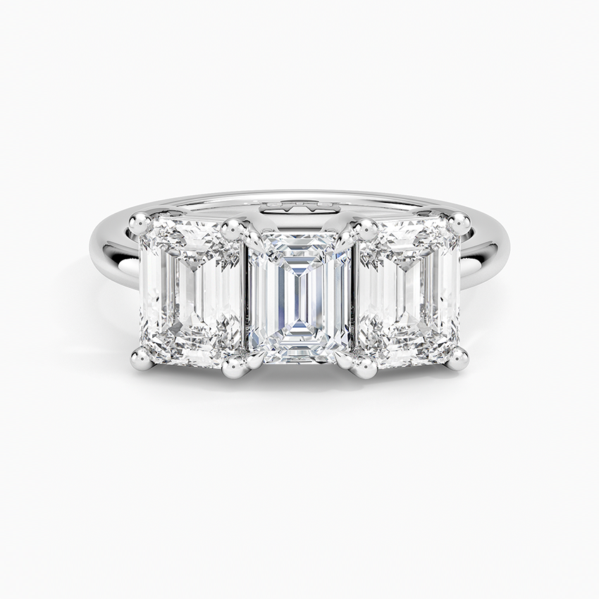 Luxe Rhiannon Three Stone Diamond Ring (1 1/10 ct. tw.) Platinum Emerald Engagement Ring