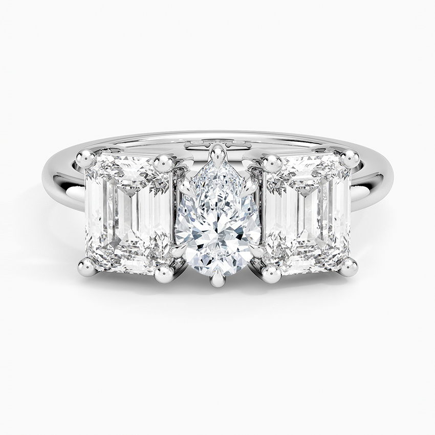 Luxe Rhiannon Three Stone Diamond Ring (1 1/10 ct. tw.) Platinum Pear Engagement Ring