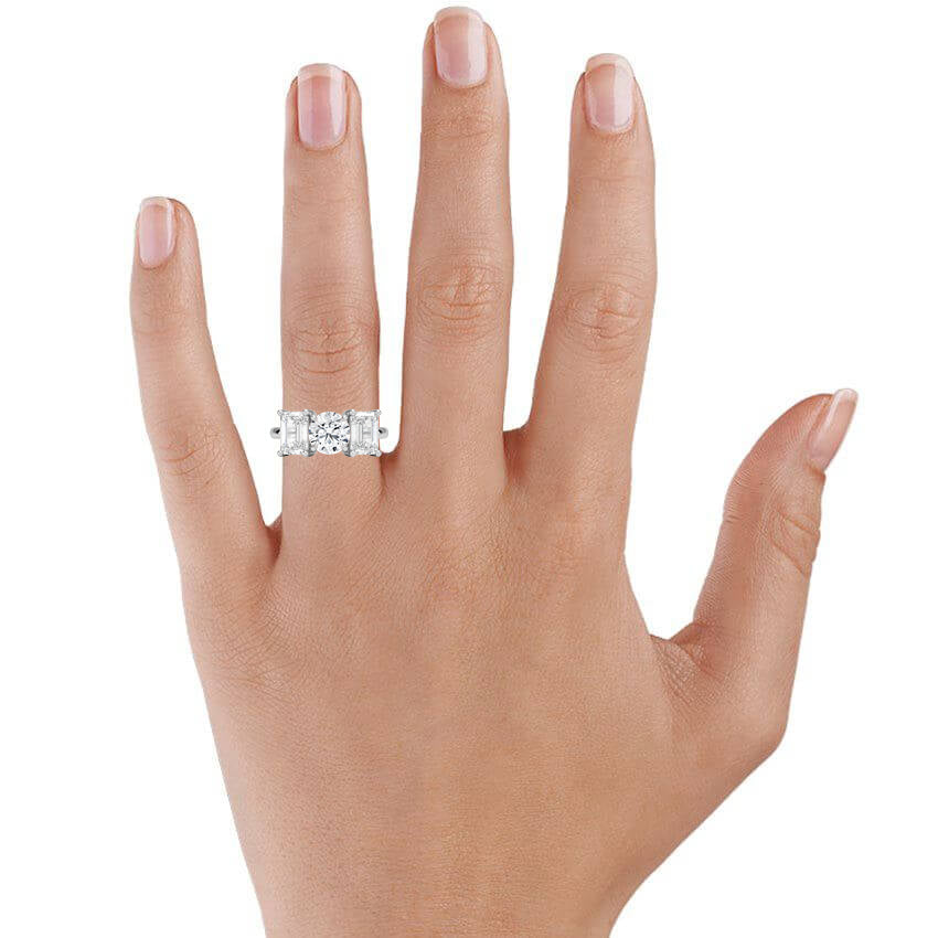 Luxe Rhiannon Three Stone Diamond Ring (1 1/10 ct. tw.) Platinum Engagement Ring