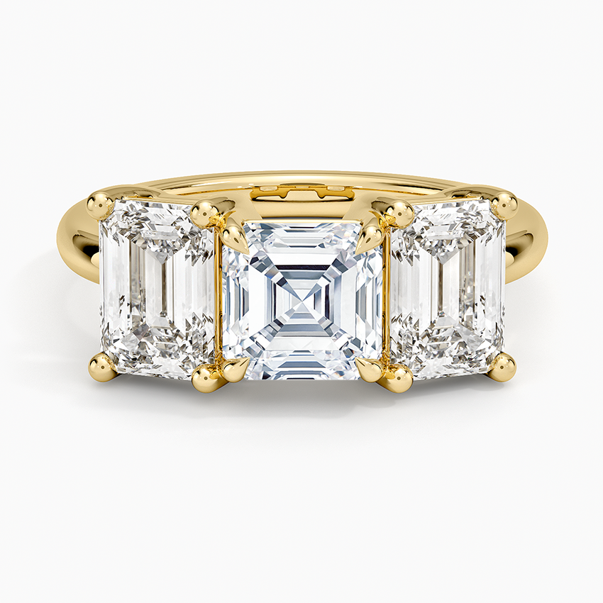 Luxe Rhiannon Three Stone Diamond Ring (1 1/10 ct. tw.) Yellow Gold 18k Asscher Engagement Ring