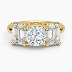 Luxe Rhiannon Three Stone Diamond Ring (1 1/10 ct. tw.) Yellow Gold 18k Cushion Engagement Ring