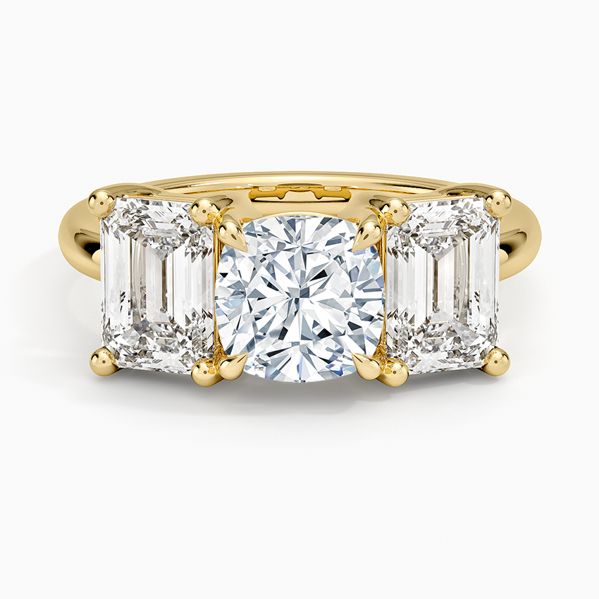 Luxe Rhiannon Three Stone Diamond Ring (1 1/10 ct. tw.) Yellow Gold 18k Cushion Engagement Ring