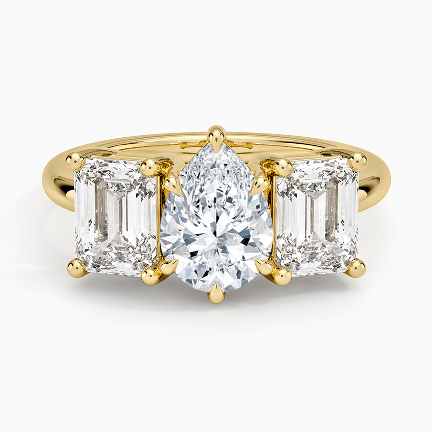 Luxe Rhiannon Three Stone Diamond Ring (1 1/10 ct. tw.) Yellow Gold 18k Pear Engagement Ring