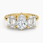 Luxe Rhiannon Three Stone Diamond Ring (1 1/10 ct. tw.) Yellow Gold 18k Pear Engagement Ring