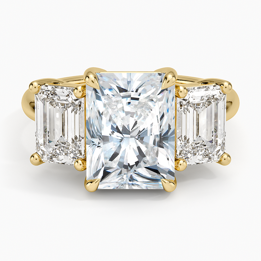 Luxe Rhiannon Three Stone Diamond Ring (1 1/10 ct. tw.) Yellow Gold 18k Radiant Engagement Ring