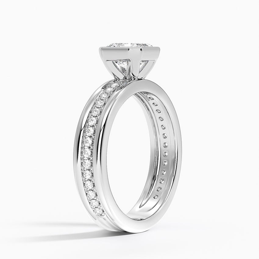 Sofia Triple Band Diamond Ring (1/4 ct. tw.) Platinum Asscher Engagement Ring
