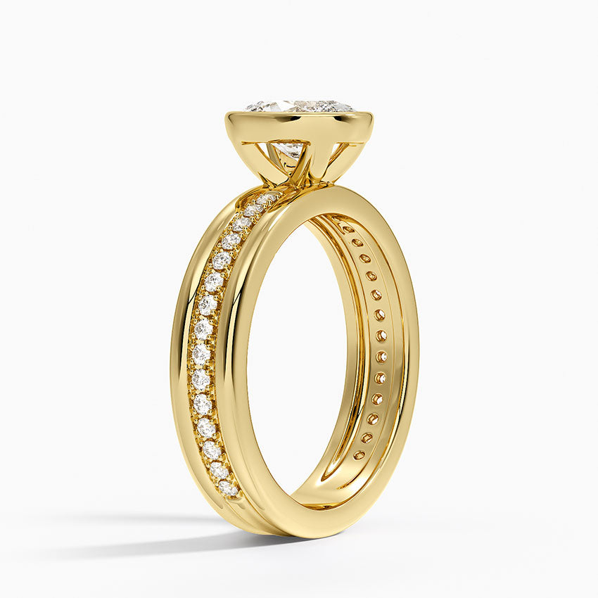 Sofia Triple Band Diamond Ring (1/4 ct. tw.) Yellow Gold 18k Oval Engagement Ring