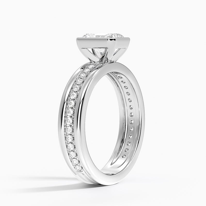 Sofia Triple Band Diamond Ring (1/4 ct. tw.) Platinum Radiant Engagement Ring