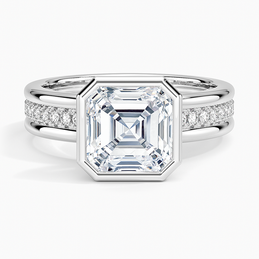 Sofia Triple Band Diamond Ring (1/4 ct. tw.) Platinum Asscher Engagement Ring