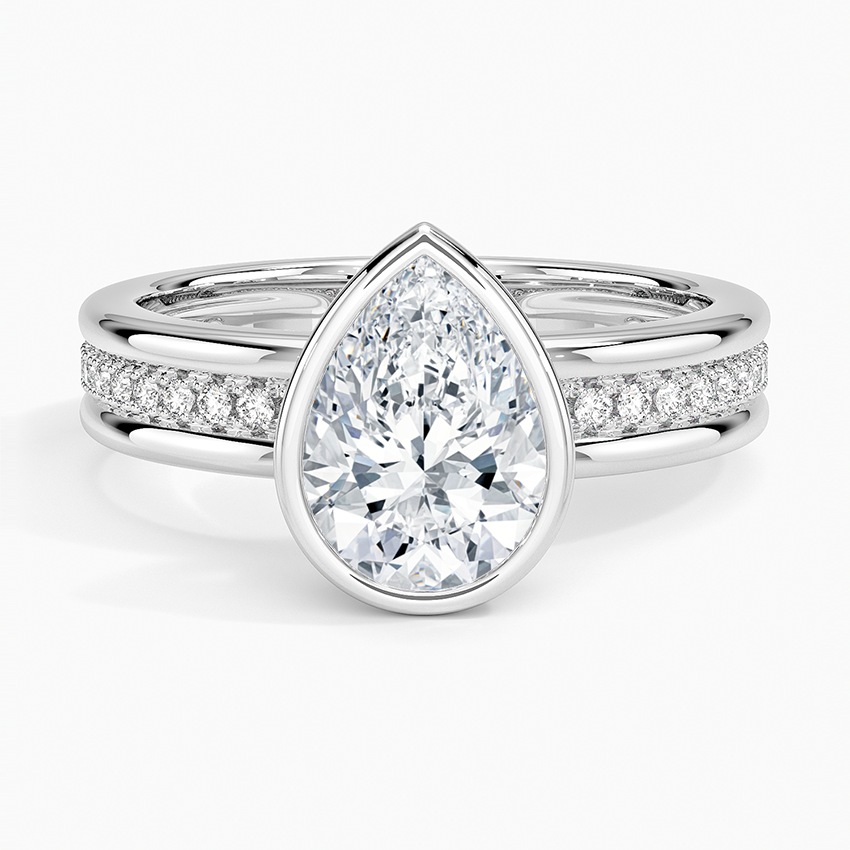 Sofia Triple Band Diamond Ring (1/4 ct. tw.) Platinum Pear Engagement Ring