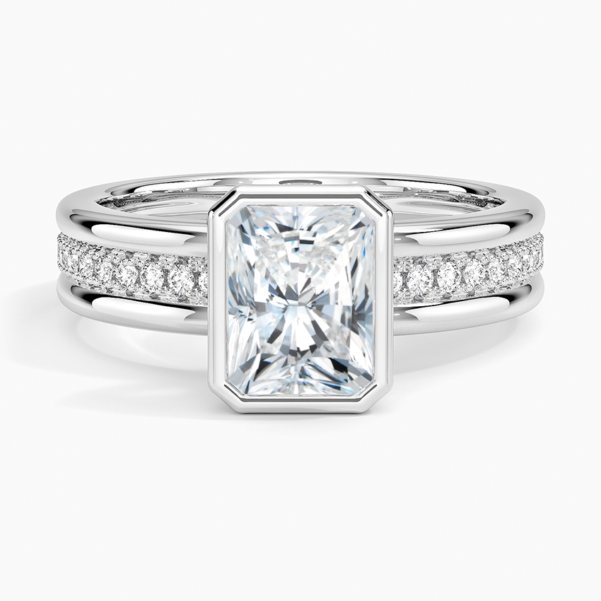 Sofia Triple Band Diamond Ring (1/4 ct. tw.) Platinum Radiant Engagement Ring