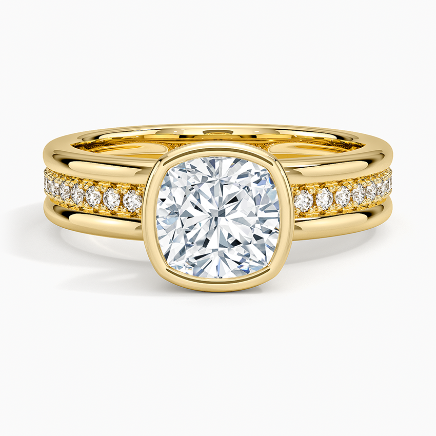 Sofia Triple Band Diamond Ring (1/4 ct. tw.) Yellow Gold 18k Cushion Engagement Ring